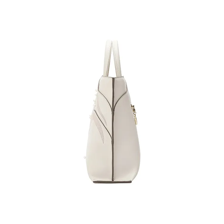 Ancient Yi Xi Cow Leather Commute Shoulder Bag Crossbody Bag Mom Handbag Women's Elegant White-2