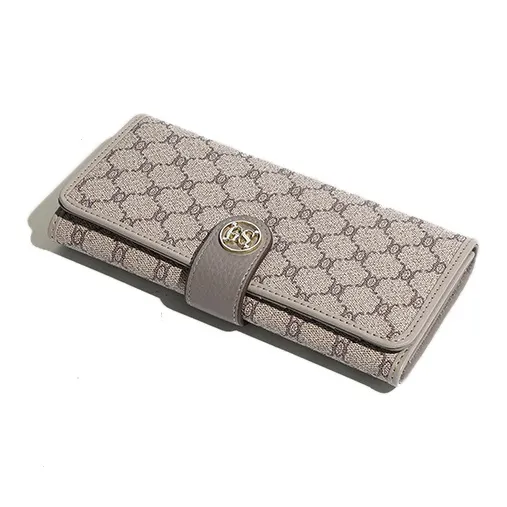 DOSRFINI PVC Multiple Card Slots Long Clutch Wallet Women's Apricot/Black Green/Brown-4