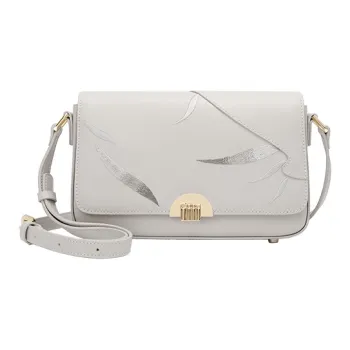 Ancient Yi Xi Cow Leather Ethnic Style Cheongsam Shoulder Bag Women's Plain White