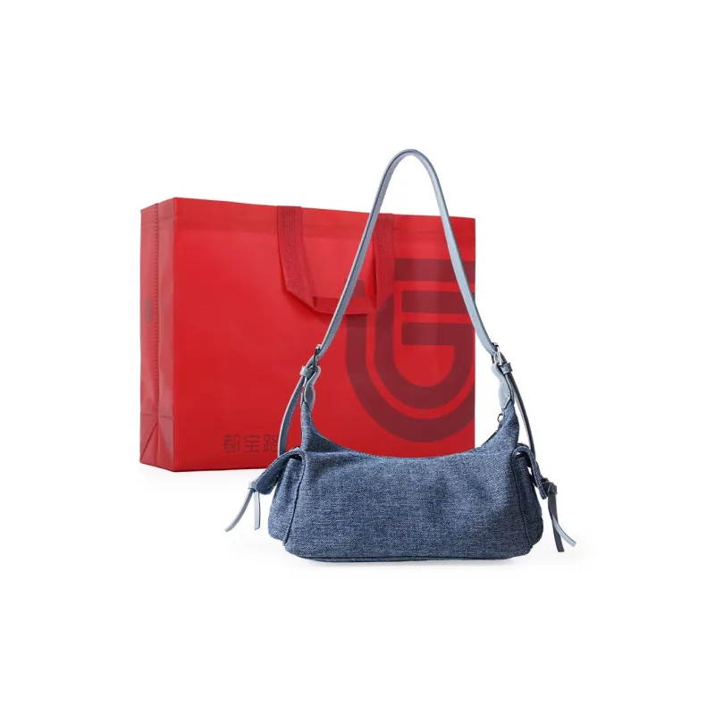Dubaolu Fabric Shoulder Bag Women's Light Blue/Dark Blue-9