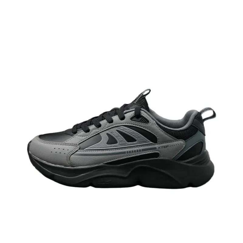 XTEP Cushioning Wear Resistant Low Top Casual Running Shoes Men's Black Gray-0
