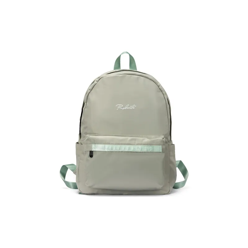 ROBERTA DI CAMERINO Fabric Travel Students Backpack Large Size Unisex Gray/Mint Green-0