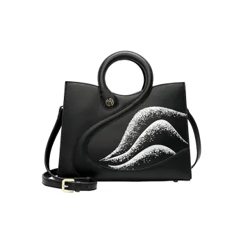Ancient Yi Xi Cow Leather Shoulder Bag Crossbody Bag Handbag Women's Black