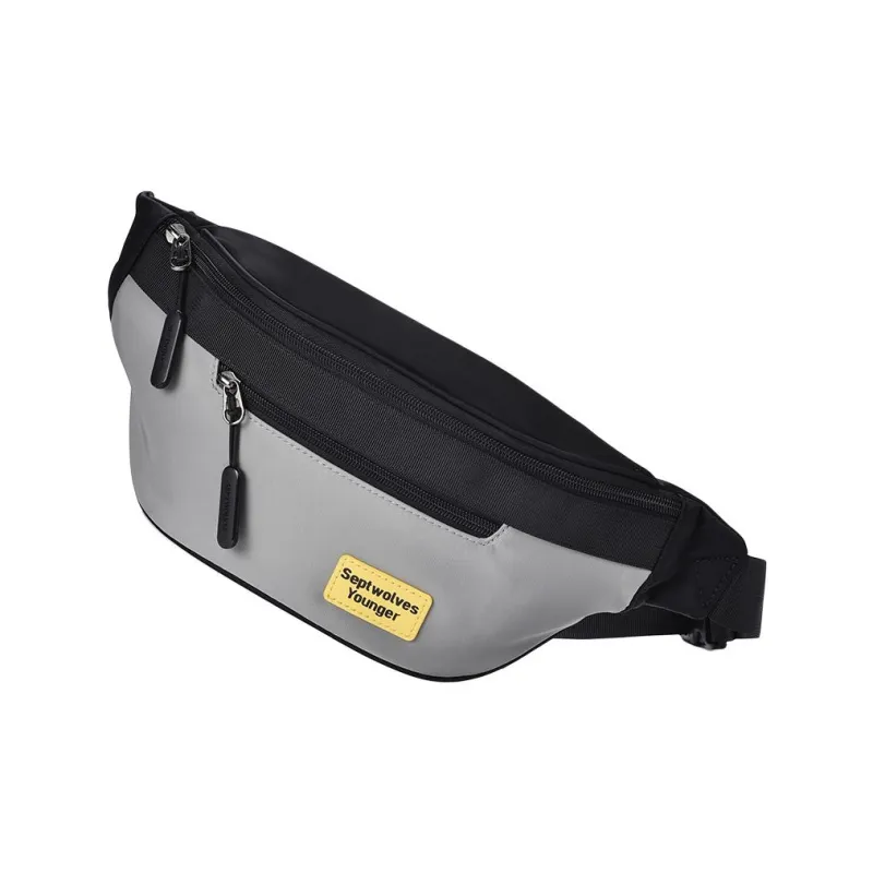 SEPTWOLVES Fabric Fanny Pack, Sling Bag, Shoulder Bag, Crossbody Bag Regular Men's Black With Yellow Logo-1