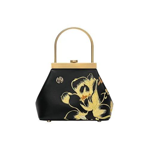 Ancient Yi Xi Cow Leather Cheongsam Handbag Trumpets Women's Black