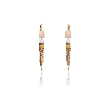 SATELLITE Gold-Plated Metal Earrings Women's Gold/White