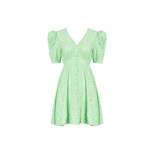 DPLAY Short-Sleeved Dresses Women's Mint Green With Small White Flowers