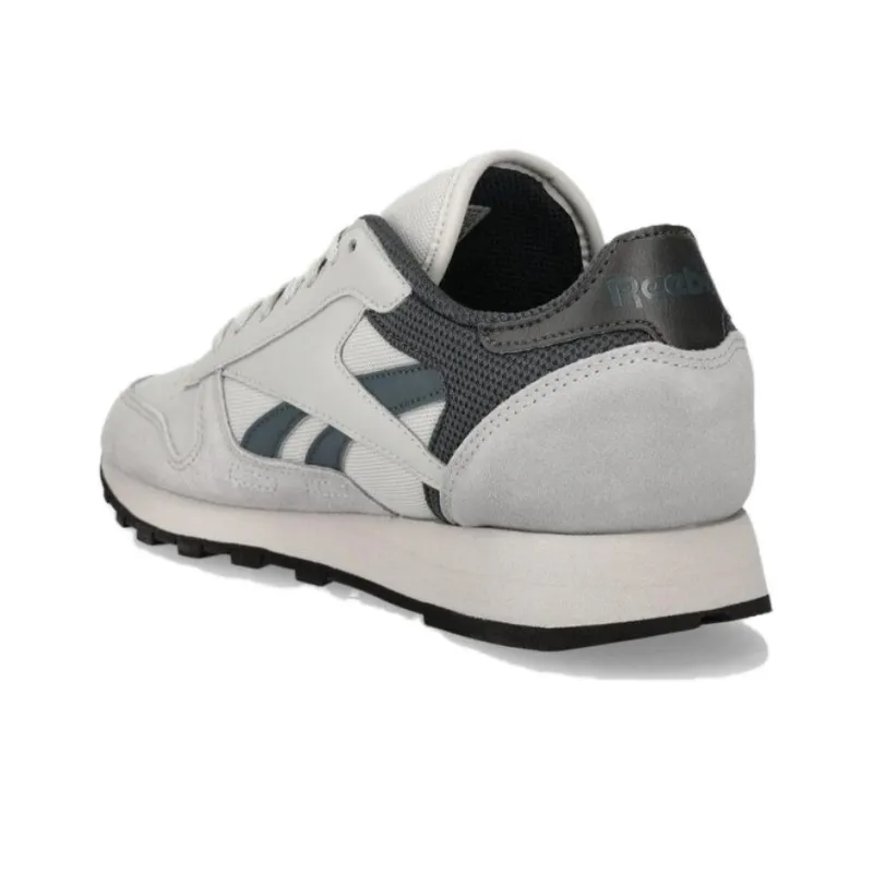 Reebok Classic Leather Cushioned Slip-Resistant Low-Top Running Shoes Unisex Gray Blue-3
