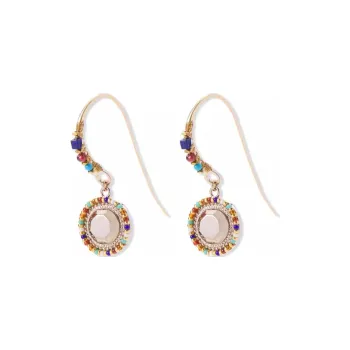 SATELLITE Gemstone Inlay Earrings Women's Gold