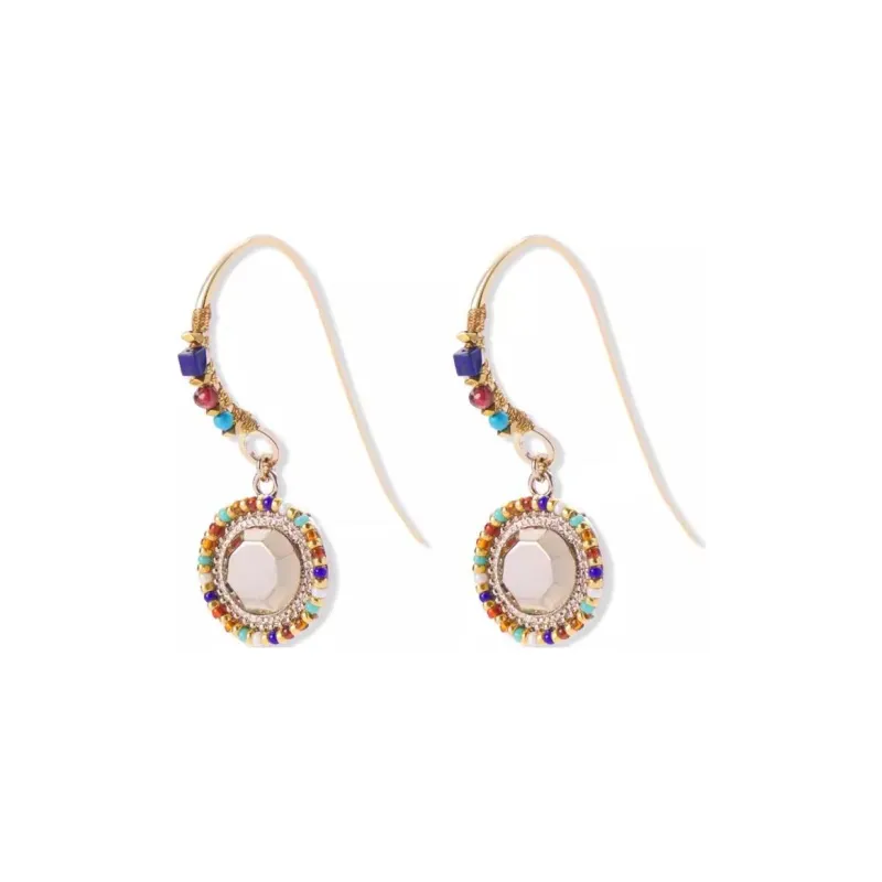 SATELLITE Gemstone Inlay Earrings Women's Gold-0