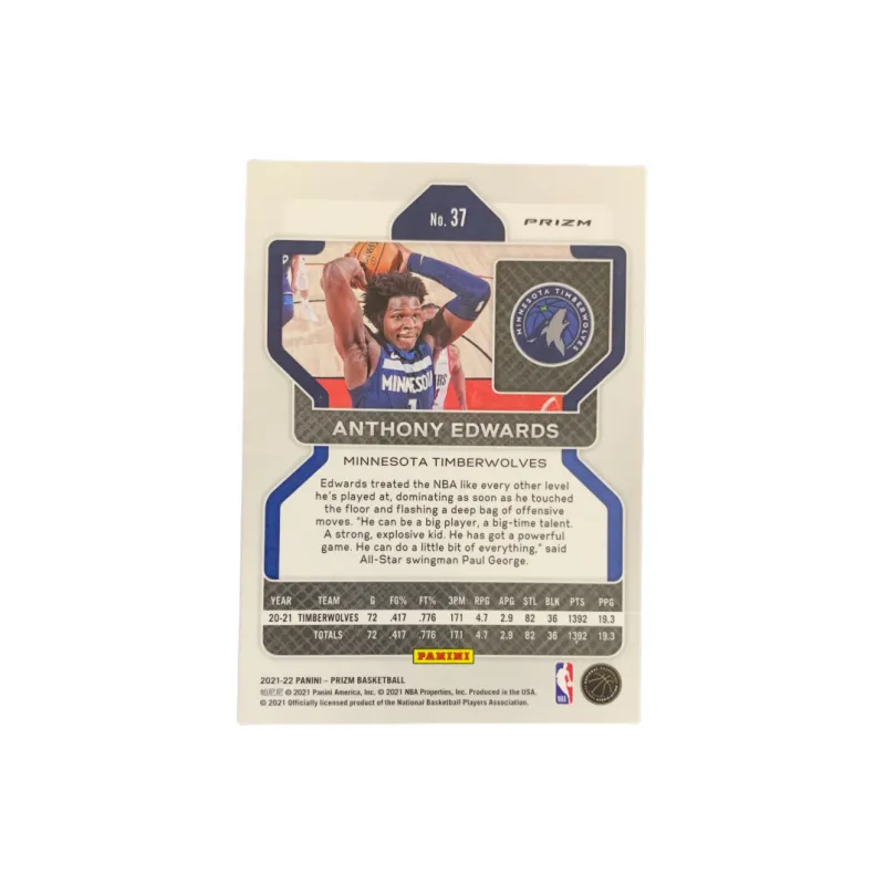 PANINI 2021 22 PRIZM Timberwolves Edwards Huazi Tricolor Fold Refringence Large Scale Star Card Pass Sports Cards 1 Pc-1