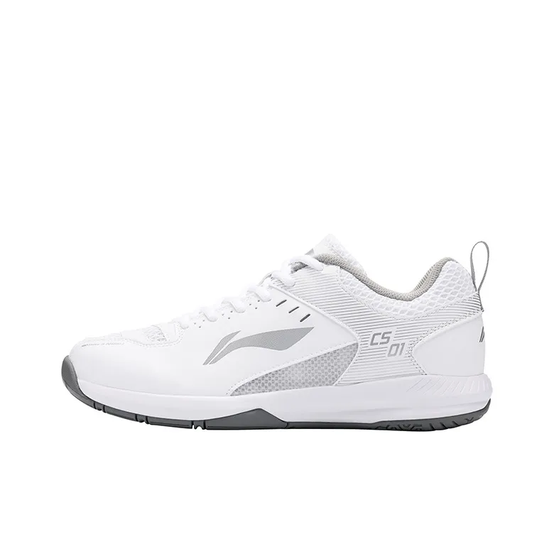 LiNing Feather Cushioning, Abrasion Resistant, Breathable, Lightweight Low Top Badminton Shoes Unisex White Silver-0