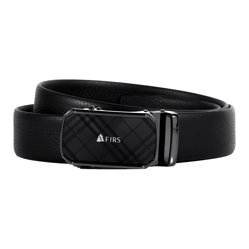 FIRS Formal Business Automatic Buckle Comfortable Elegance Top Grain Cow Leather Belts Men's 3.5cm-2