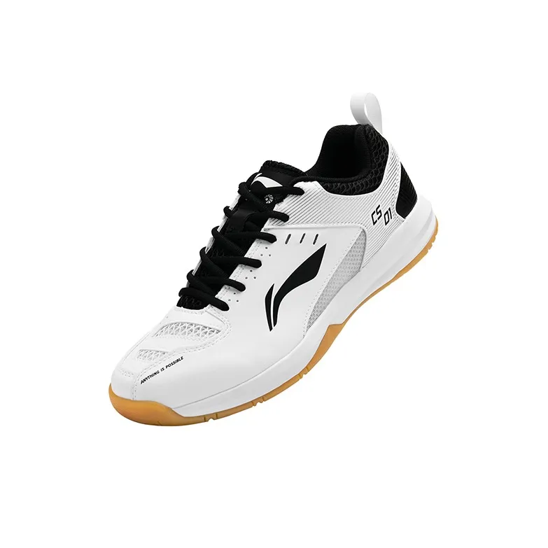 LiNing Feather Cushioning, Slip Resistant, Abrasion Resistant, Breathable Low Top Badminton Shoes Unisex White Black-3