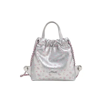 AILUXI Synthetic Leather Carry Backpack Regular Women's Crystal Pink Silver
