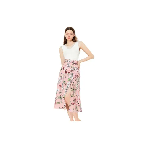 DPLAY Casual Long Skirts Women's Cherry Pink Summer