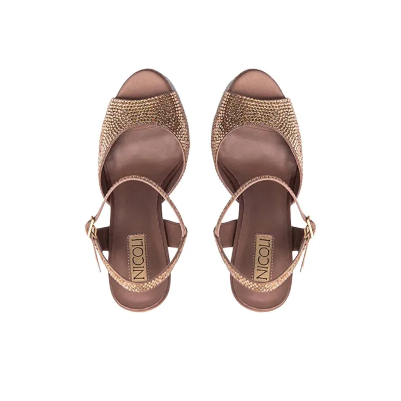 NICOLI Ursula Strap Sandals 12cm Women's Brown-4