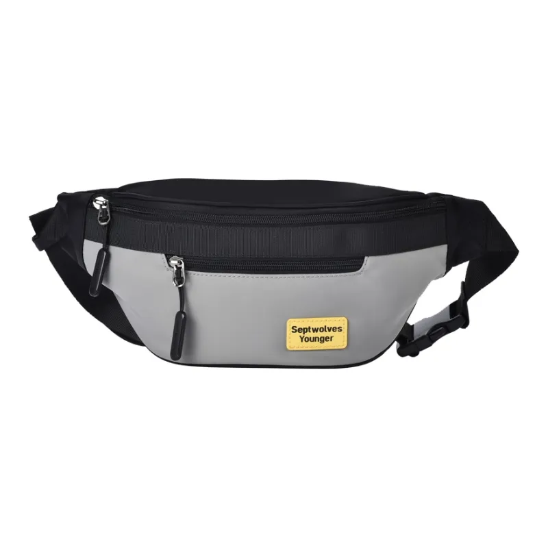SEPTWOLVES Fabric Fanny Pack, Sling Bag, Shoulder Bag, Crossbody Bag Regular Men's Black With Yellow Logo-0