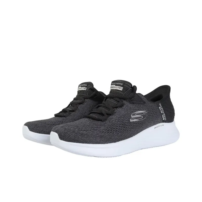Skechers Slip Ins Slip Ins Technology Cushioning Wear Resistant Low Top Casual Shoes Women's Black White-2
