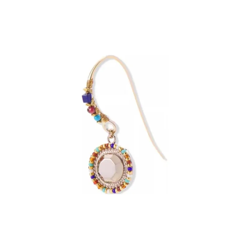SATELLITE Gemstone Inlay Earrings Women's Gold-1