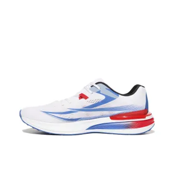 FILA Cushioning, Slip Resistant, And Abrasion Resistant Low Top Casual Running Shoes Unisex White Blue Red