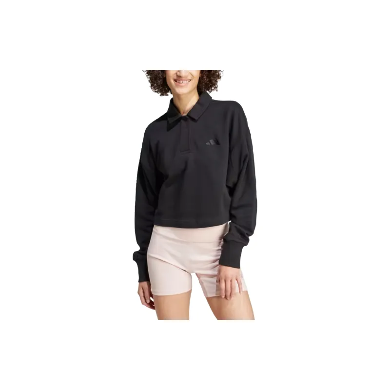 Adidas ALL SZN FRENCH TERRY POLO SWEATSHIRT Polo Shirt Women's Black-1