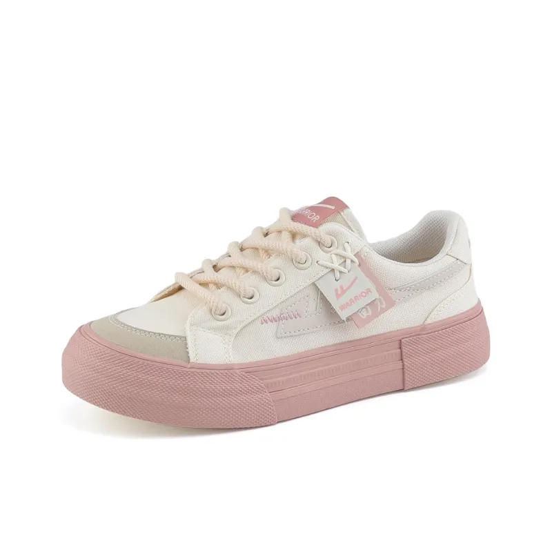 Warrior Wear resistant, Lightweight, Breathable, And Non slip. Low Top Canvas Shoes Women's Beige Pink-2