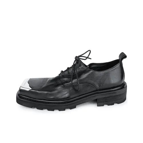 HUANXIANGZHE Low Top Derby Shoes Unisex Black