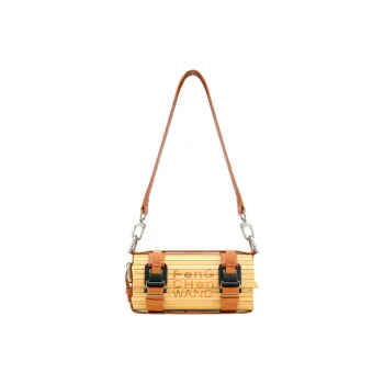 Feng Chen Wang Bamboo PU Cylinder Bag Shoulder Bag Crossbody Bag Small Size Unisex Brown