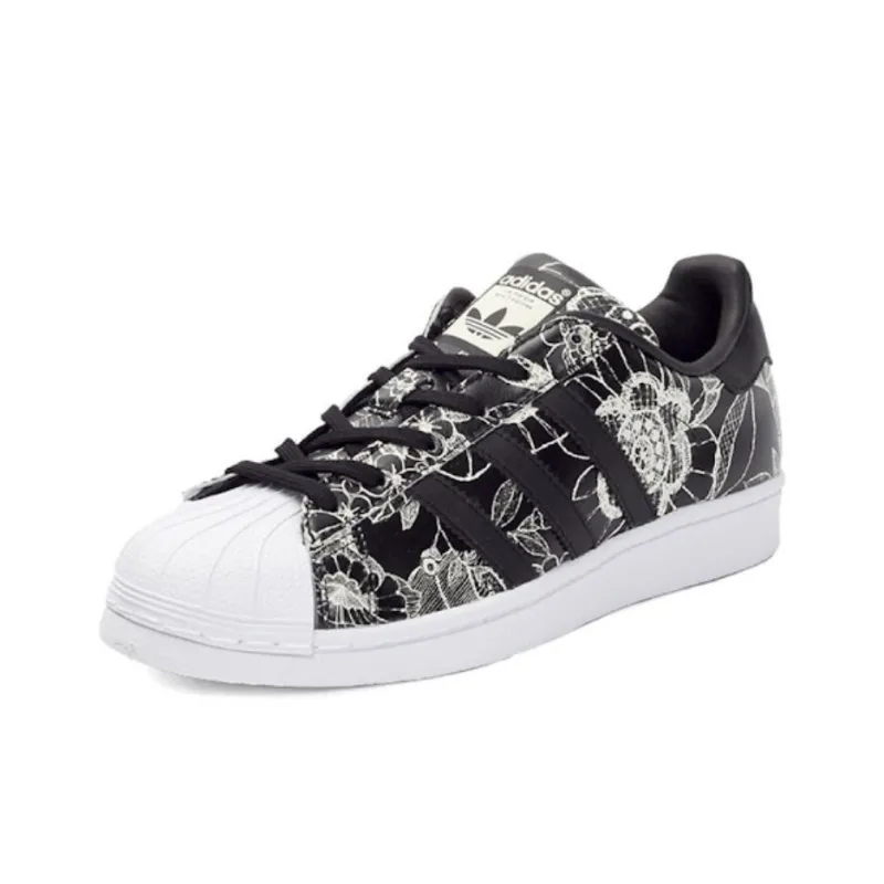 Adidas Superstar Black Flower Print Women's-0