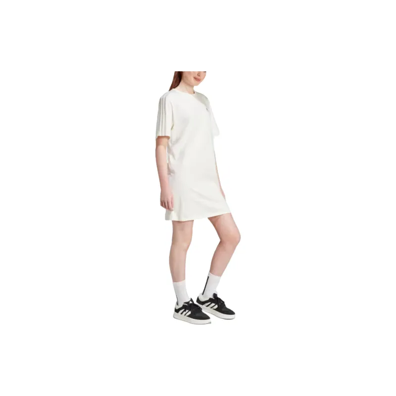 Adidas ESSENTIALS 3-STRIPES SINGLE JERSEY Short-Sleeved Dresses Women's White-3