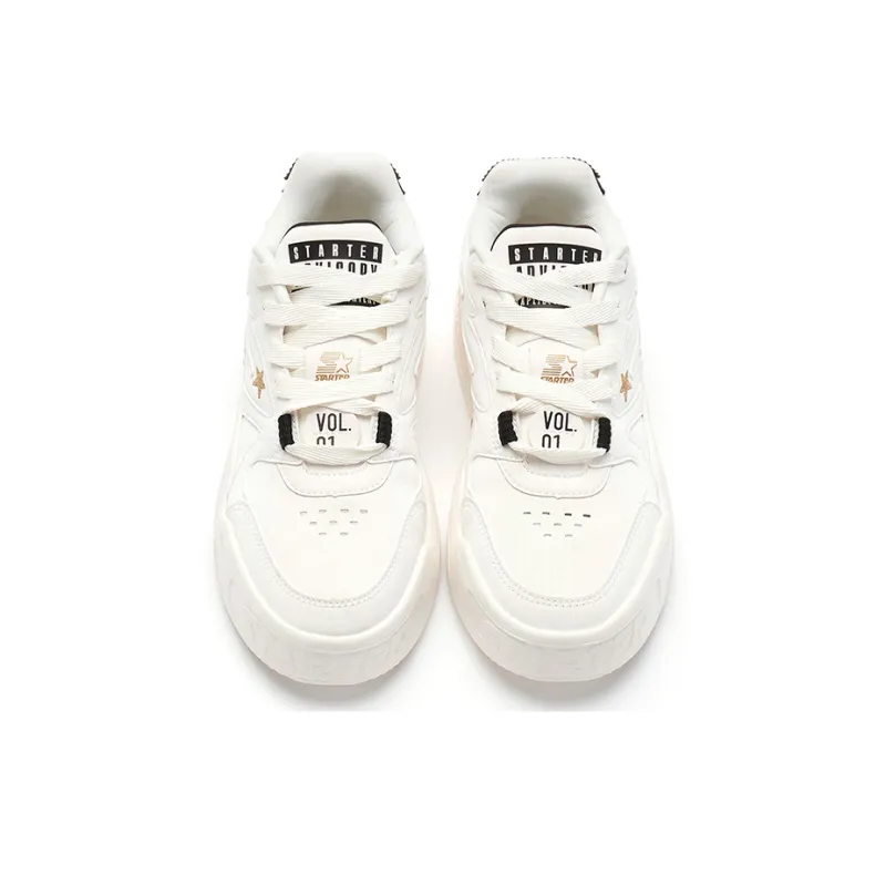 STARTER Slip Resistant Cushioning Quick Dry Impact Resistant Low Top Skateboard Shoes Men's White-4