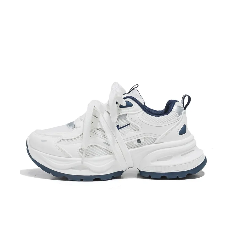 Warrior Low Top Chunky Sneakers Unisex White Dark Blue-0