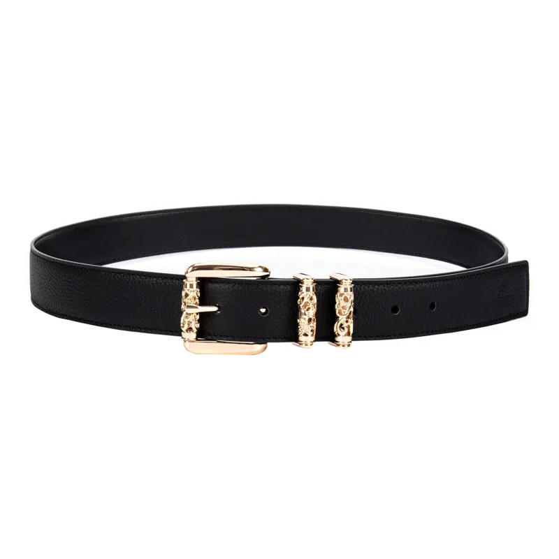 FORTEI Cow Leather Y2K Belt Unisex Black Width 3.3CM Gift Box Set-7