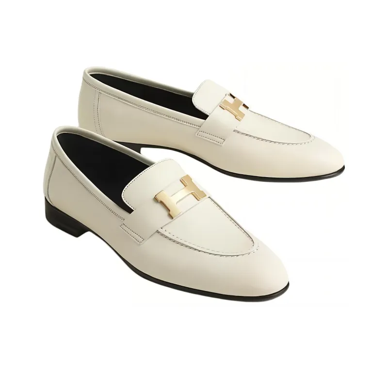 HERMES Paris Loafers Women's White-2