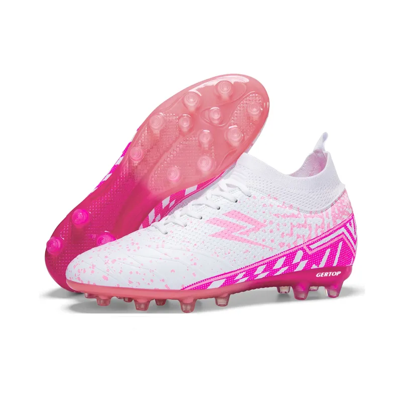 GERTOP Soccer Shoes Unisex Low Top White Pink, White Gold, Aqua, Black-2