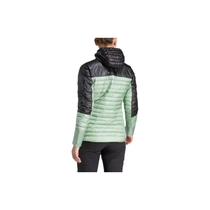 Adidas TERREX TECHROCK DOWN HOODED JACKET Jackets Coats Women's Silver Green-1