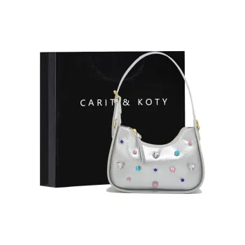 Carit&Koty Polyurethane Shoulder Bag Portable Crossbody Bag Shoulder Bag Small Size Women's Silver/Black