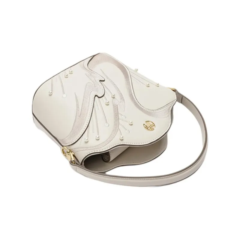 Ancient Yi Xi Cow Leather Cheongsam Shoulder Bag, Crossbody Bag, Handbag Women's Elegant White-4