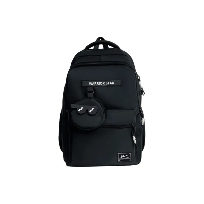 Warrior Nylon Backpack Large Size Unisex Black White-0