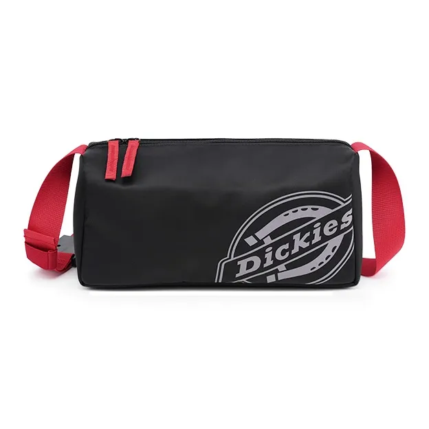 Dickies Polyester Cylinder Toast Bag Pillow Bag Shoulder Bag Commute Crossbody Bag Regular Unisex Black/Red-0