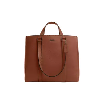 COACH Hudson Refined Pebbled Leather Tote Bag, Shopping Bag, Shoulder Bag, Handbag Tubas Men's Saddle