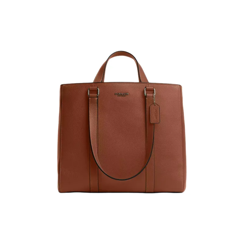COACH Hudson Refined Pebbled Leather Tote Bag, Shopping Bag, Shoulder Bag, Handbag Tubas Men's Saddle-0