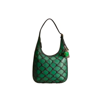 COACH Ergo Tanned Leather Handbag Shoulder Bag Women's Green & Black