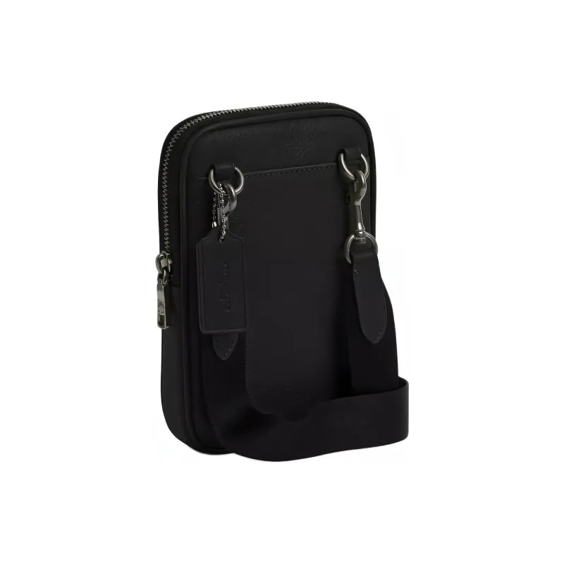 COACH Refined Pebble Pattern Leather Shoulder Bag, Crossbody Bag Mini Women's Bronze & Black-1