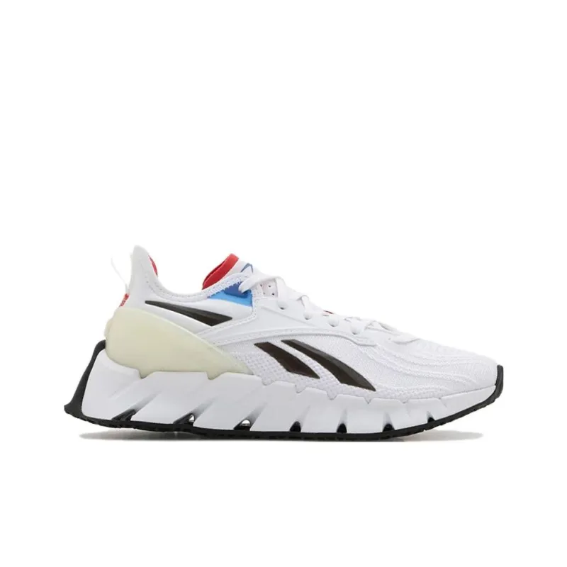 Reebok Zig Kinetica Cushioned Slip Resistant Low Top Running Shoes Unisex White Black-1