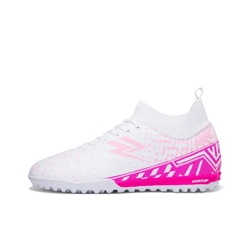 GERTOP Soccer Shoes Unisex Low Top White Pink, White Gold, Aqua, Black-12