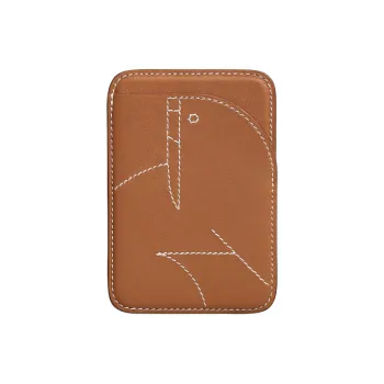 HERMES Magsafe Swift Leather Card Holder Unisex Gold