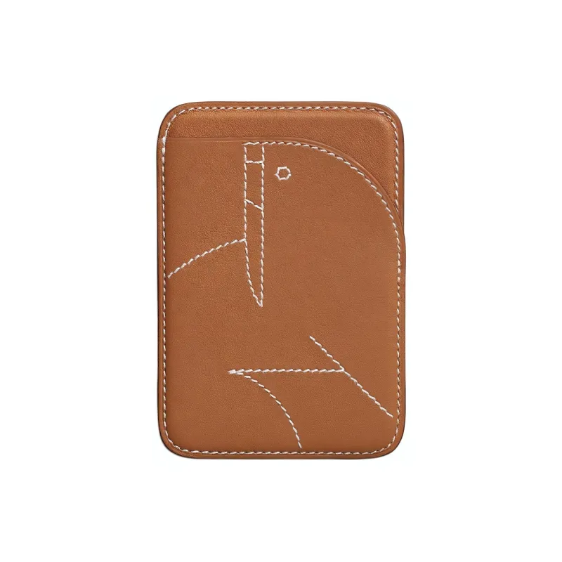 HERMES Magsafe Swift Leather Card Holder Unisex Gold-0
