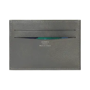 HERMES Evercolor Calfskin Card Holder Regular Women's Cumulus Cloud Grey/Sapphire Blue